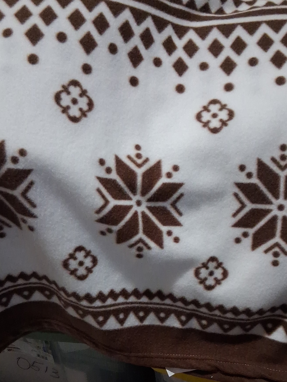 Cozy Brown & White Snowflake Throw Blanket With Zipper Sides
